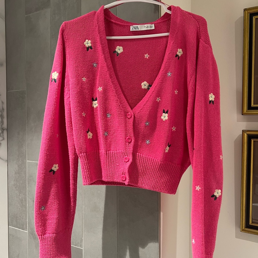 Zara Pink Floral Cardigan